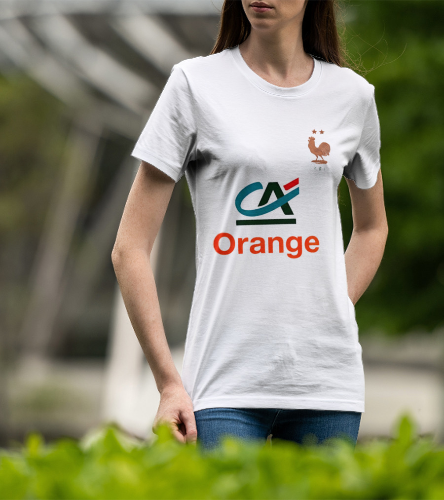 Crédit Agricole Orange Rooster Emblem With Stars And FF T-Shirt
