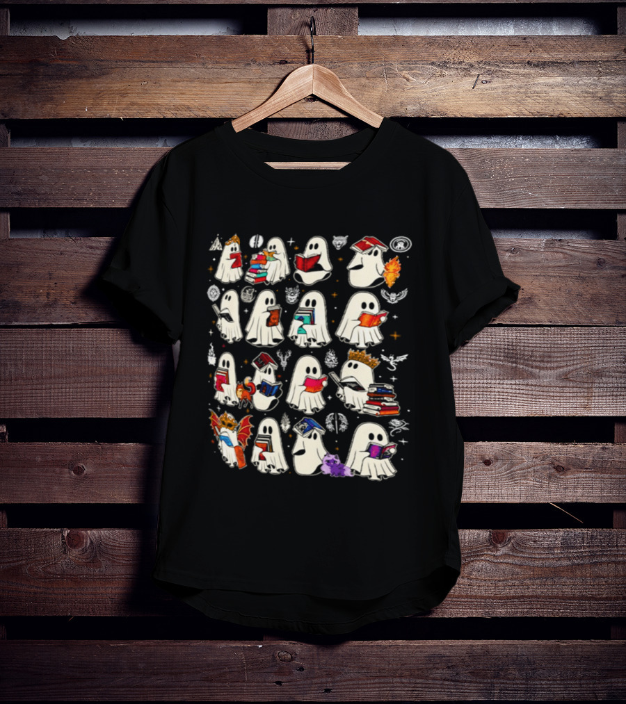 Bookish Ghosts Reading Fantasy Halloween T-Shirt