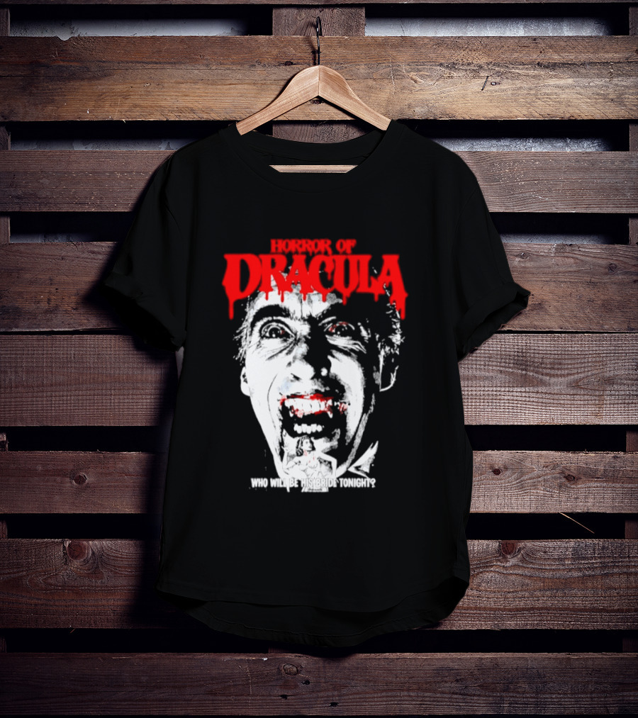 Horror Of Dracula Who Will Be His Bride Tonight Vintage Vampire Movie T-Shirt