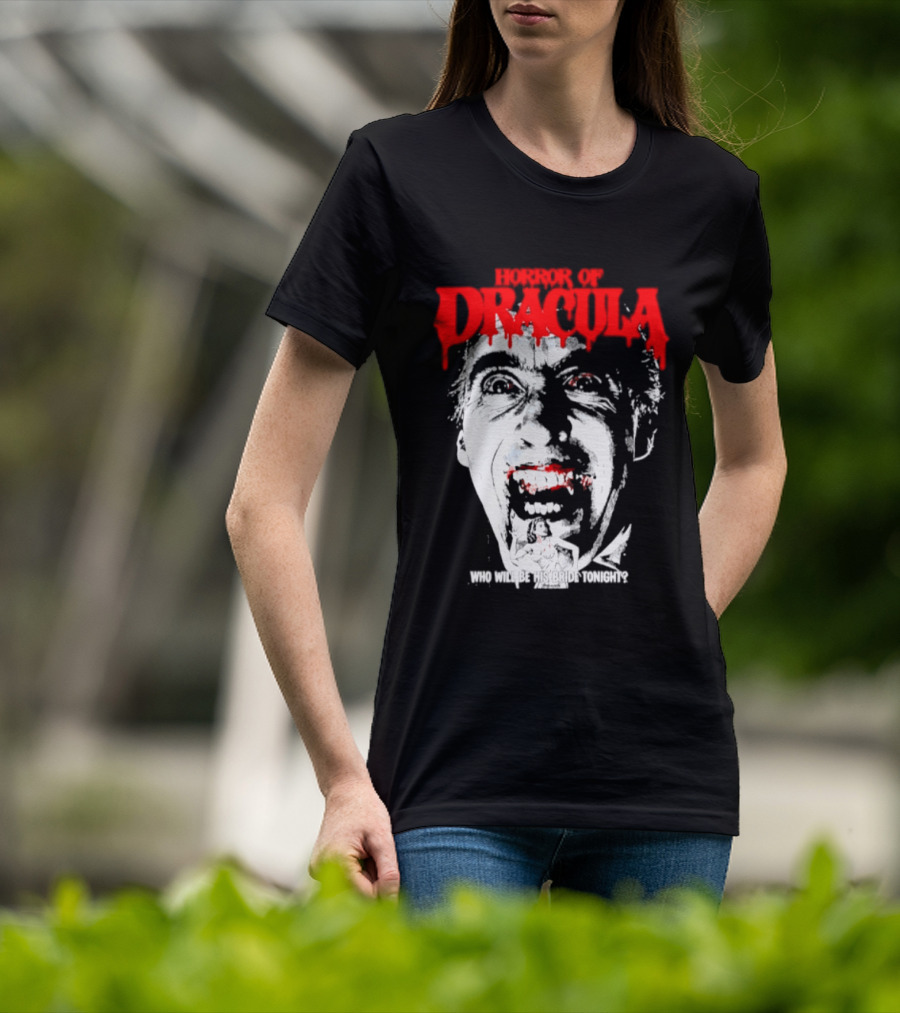 Horror Of Dracula Who Will Be His Bride Tonight Vintage Vampire Movie T-Shirt
