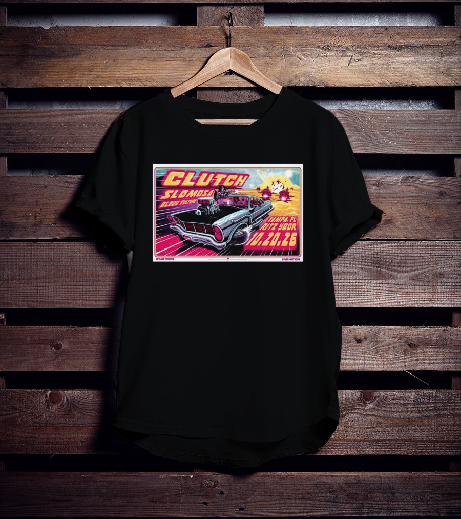 Clutch Slomosa Blood Vulture Tampa FL Ritz Ybor 10 20 26 Live Nation Promo Car T-Shirt