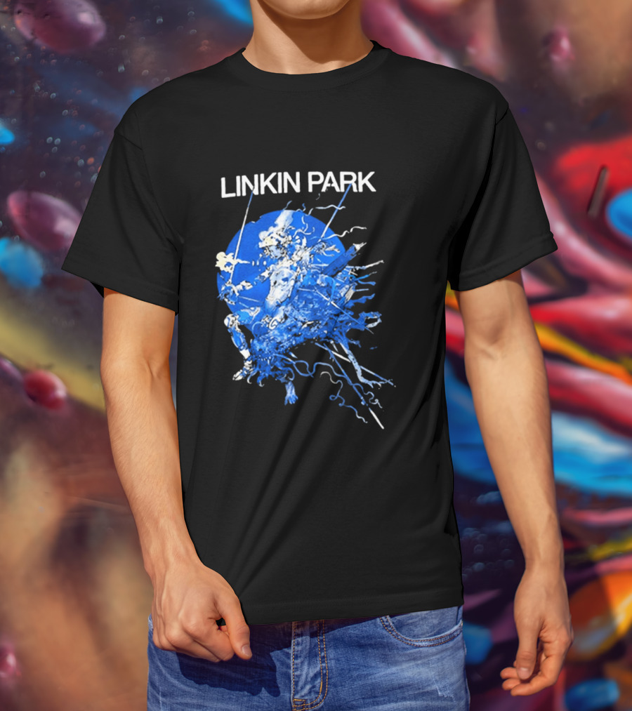 Linkin Park Katsuya Terada Blue Abstract Art Collaboration T-Shirt