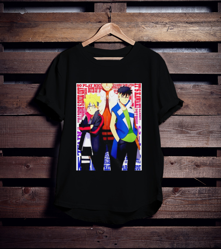 Uzumaki Boruto Naruto Kawaki Rivals Bright Style Manga Characters T-Shirt
