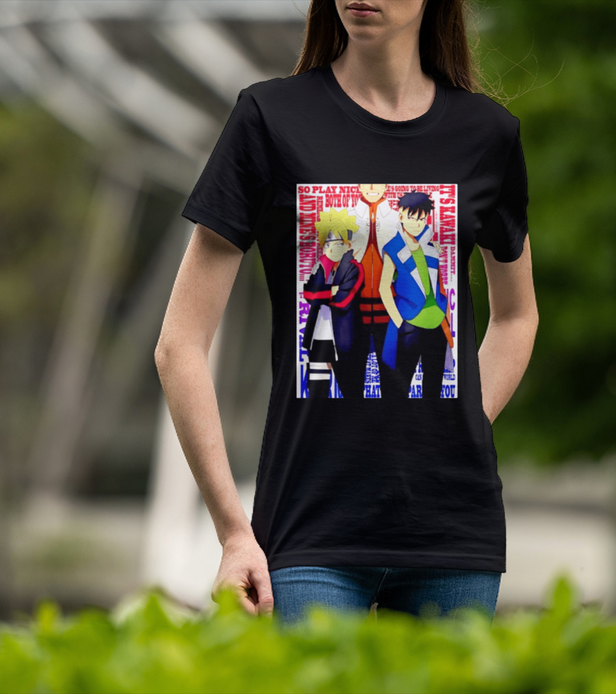 Uzumaki Boruto Naruto Kawaki Rivals Bright Style Manga Characters T-Shirt