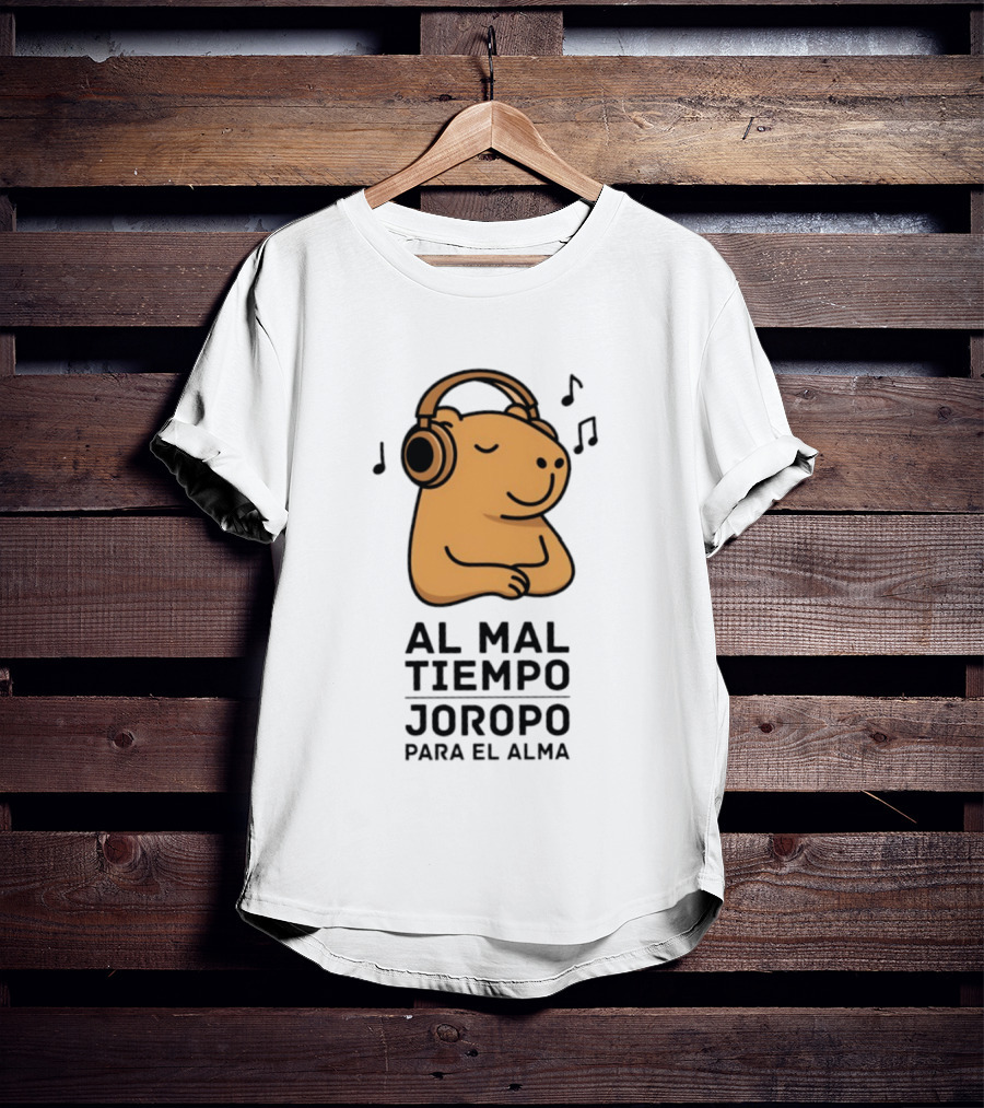 Al Mal Tiempo Joropo Para El Alma Capybara Headphones Music Notes T-Shirt