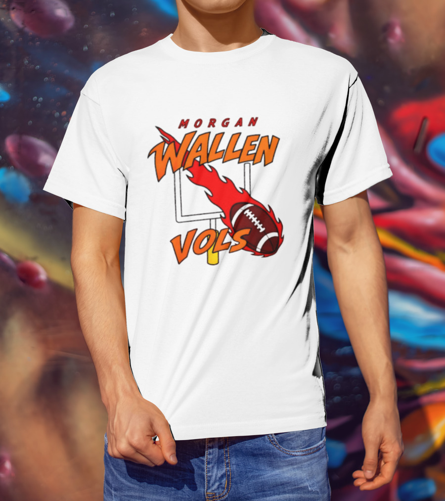 Morgan Wallen Vols Football Tennessee Volunteers Flaming Football Goalpost T-Shirt