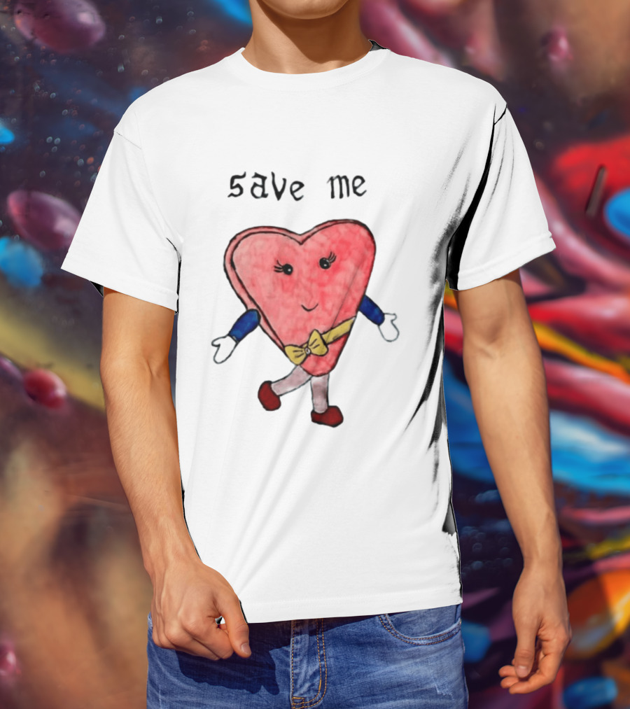 Save Me Heart Cartoon With Bowtie And Arms T-Shirt