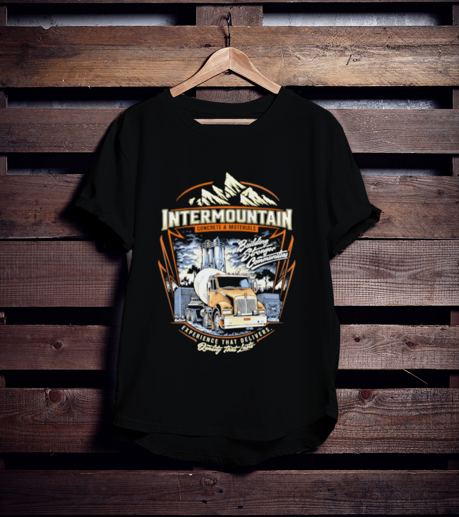 Intermountain Concrete And Materials Building America Truck Mountains Scene T-Shirt
