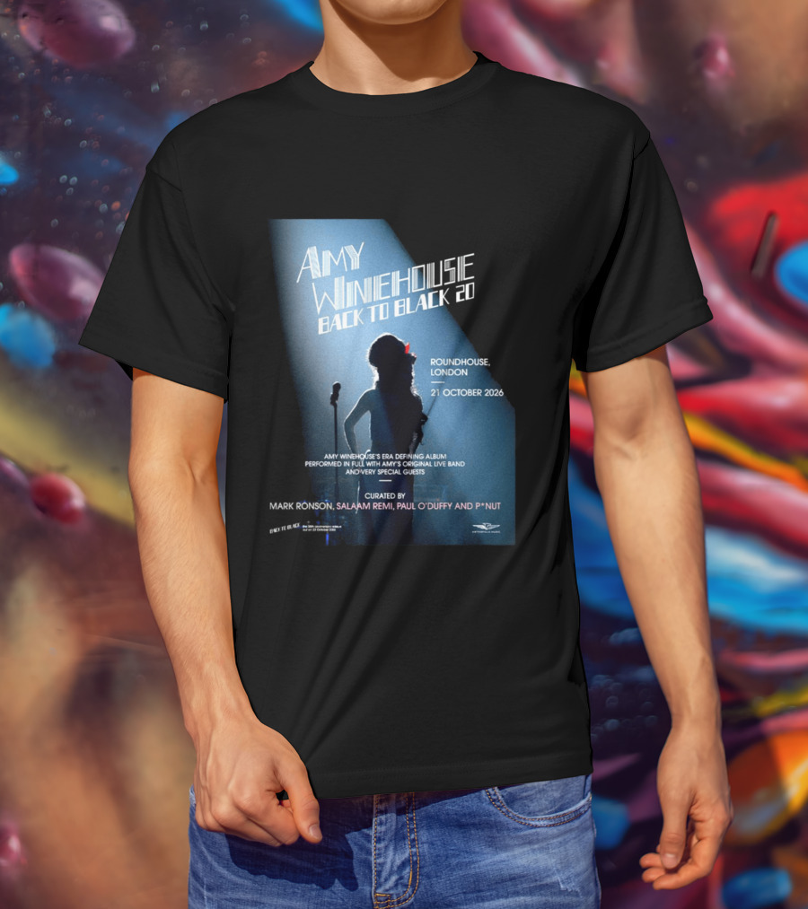 Amy Winehouse Back To Black 20 Roundhouse London 21 October 2026 Live Performance Event T-Shirt