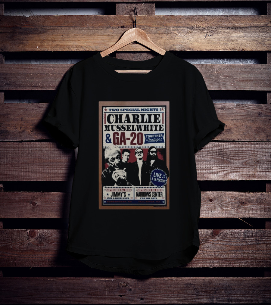 Charlie Musselwhite GA 20 Live At Jimmy's Jazz September 2026 Portsmouth NH T-Shirt