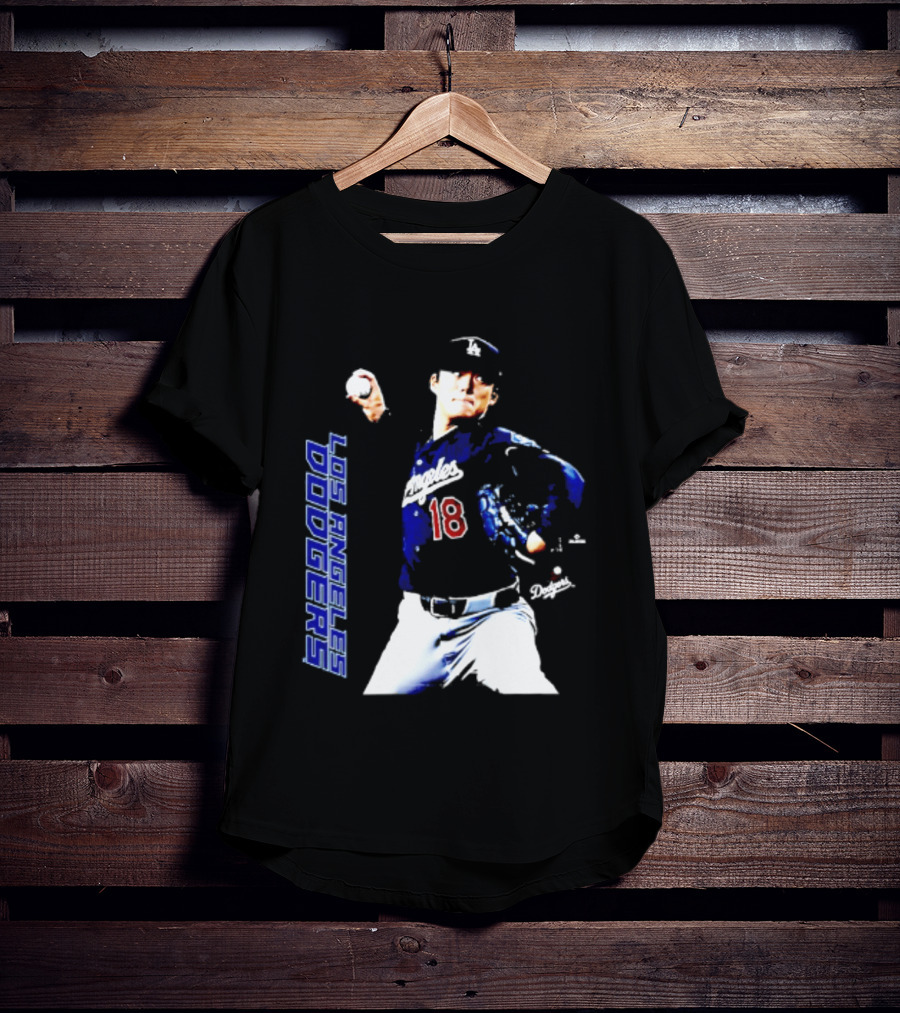 Los Angeles Dodgers Yoshinobu Yamamoto Number 18 MLB Pitcher Swing T-Shirt