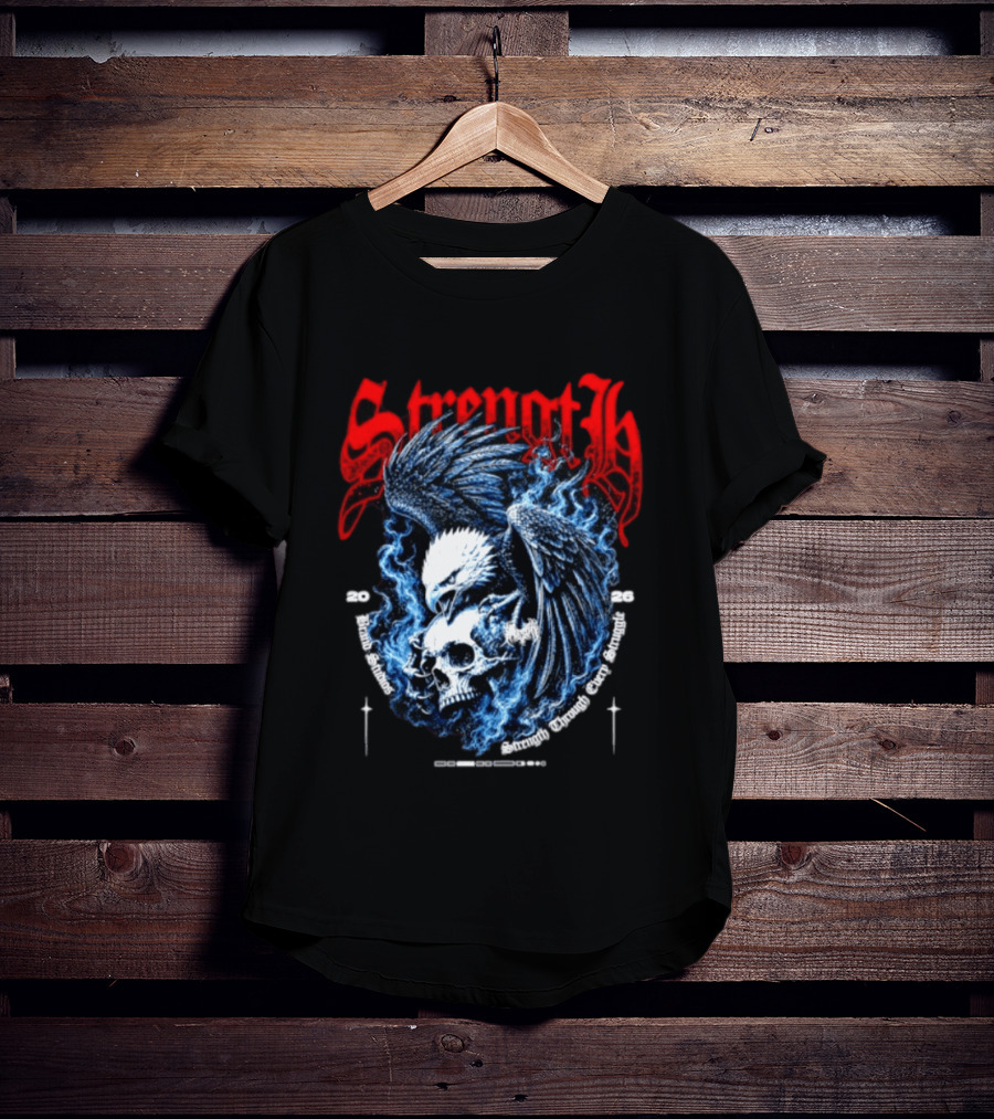 Strength 2026 Brand Studios Eagle Skull Strength Through Every Struggle T-Shirt