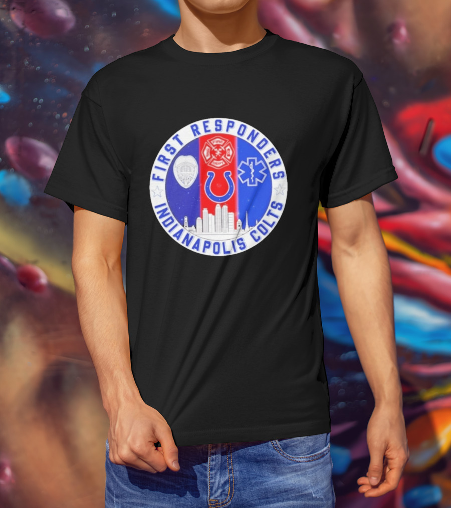 First Responders Indianapolis Colts 9/11 Skyline Police Fire Ambulance T-Shirt