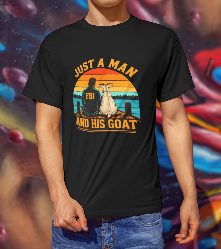 Just A Man And His Goat Fbi Meme Kash Patel Sunset Lake View T-Shirt