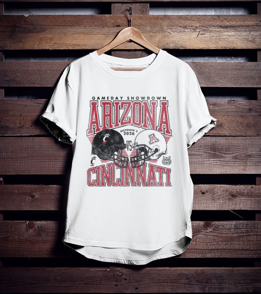 Arizona Wildcats Vs Cincinnati Bearcats October 3 2026 Football Helmet Gameday Showdown T-Shirt