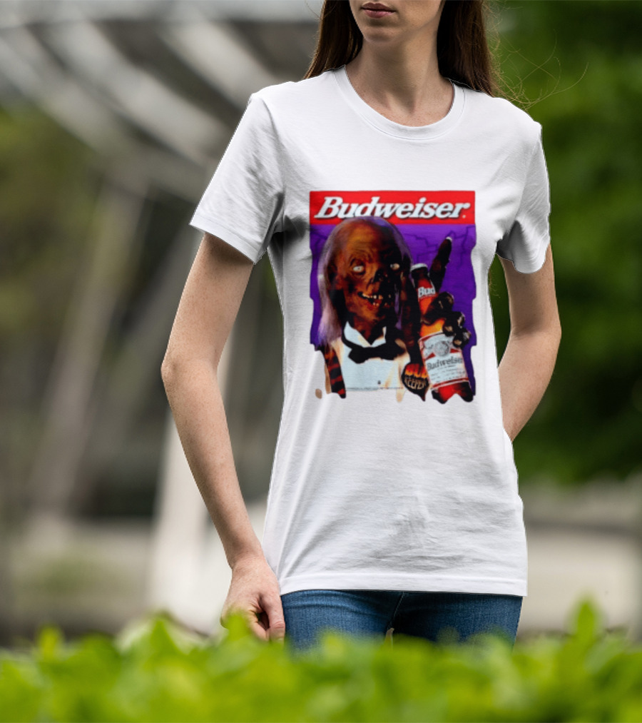 Budweiser Bud Keeper Zombie Halloween Beer Bottle Advertisement T-Shirt