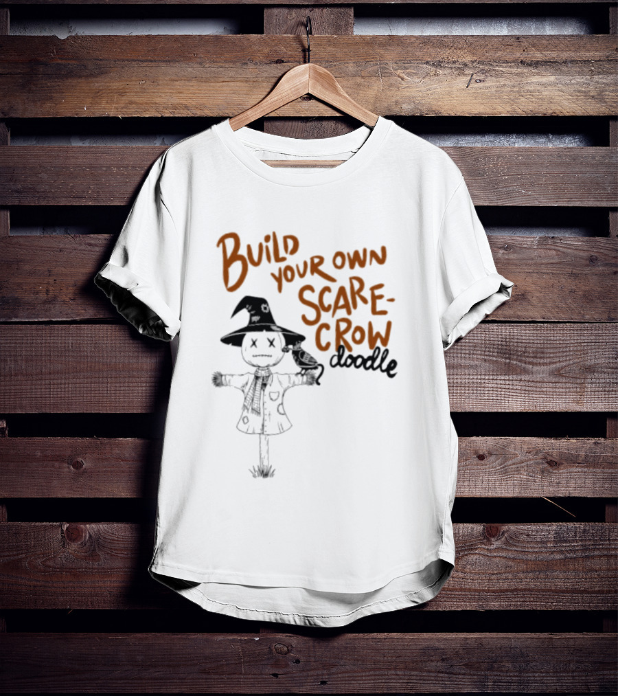Build Your Own Scarecrow Doodle Halloween Tetedoodles T-Shirt