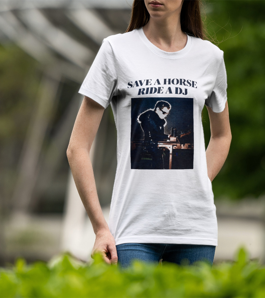 Save A Horse Ride A DJ Musician With Equipment And Sunglasses T-Shirt
