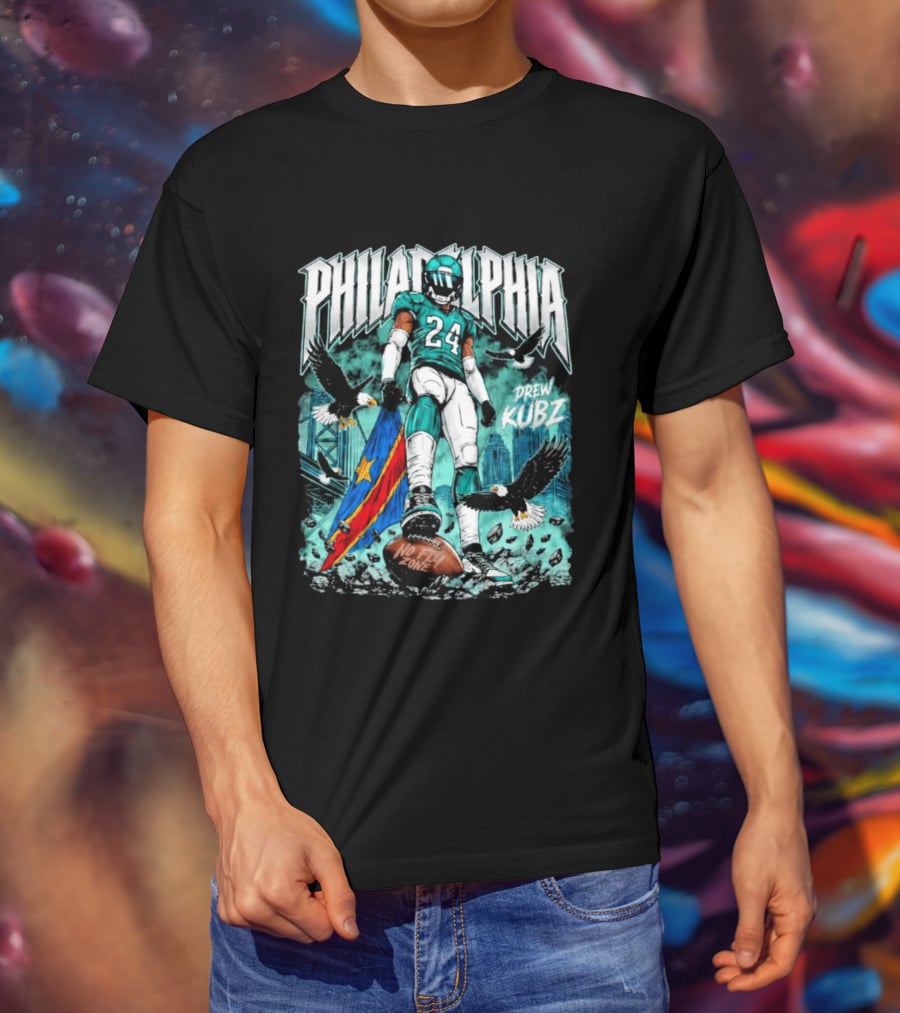 Philadelphia Drew Kubz 24 No Fly Zone Eagles Banner T-Shirt