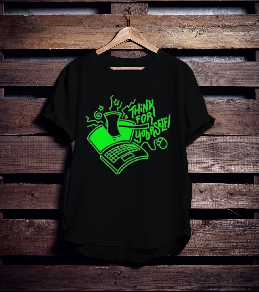 Avi Matzo X RAYGUN Think For Yourself Computer Stars Green T-Shirt