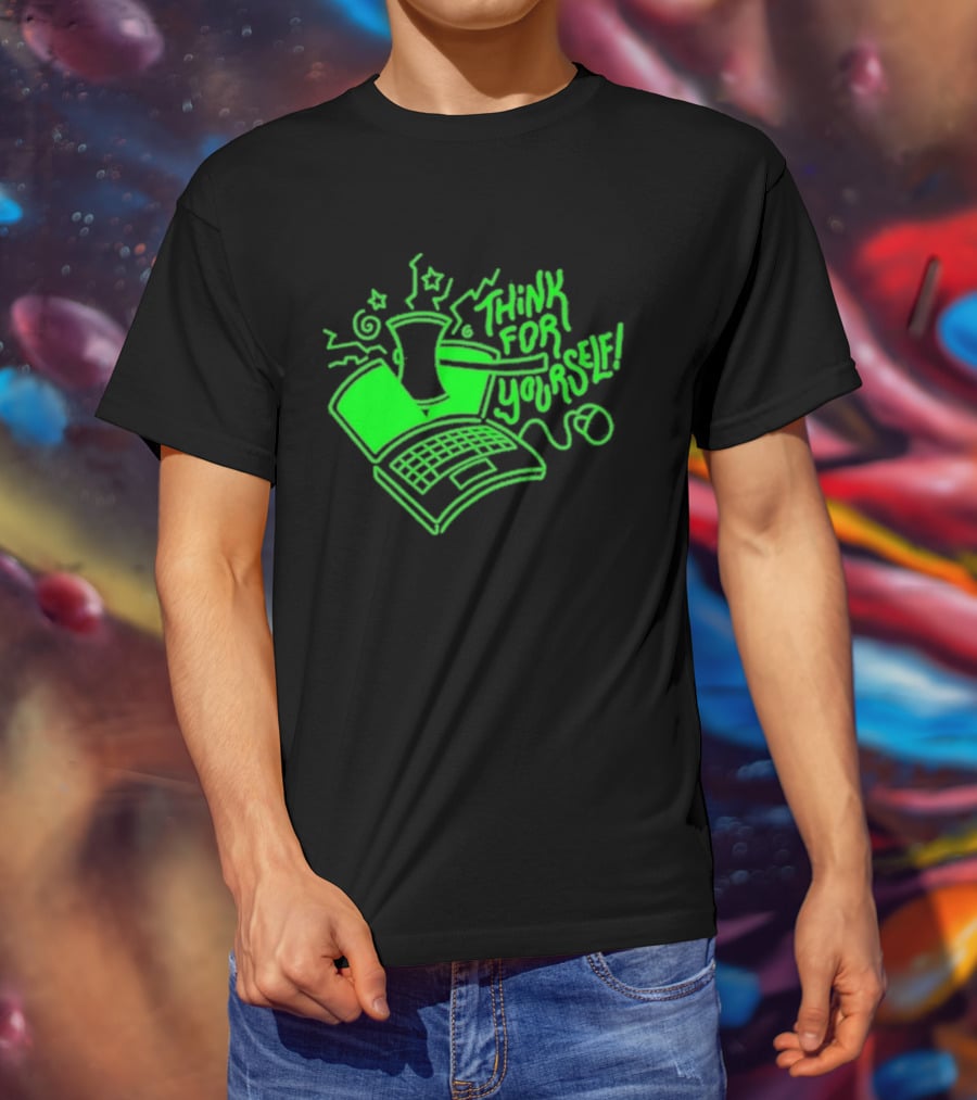Avi Matzo X RAYGUN Think For Yourself Computer Stars Green T-Shirt