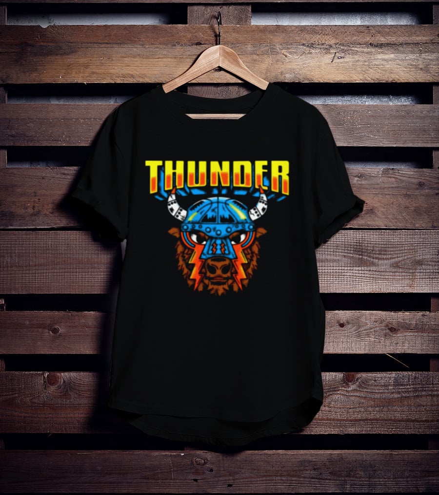 Thunder Bison Mask Lightning Joshua Boydston Store T-Shirt