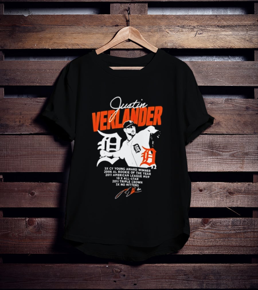 Justin Verlander 35 Detroit Tigers MLB MVP 2006 AL Rookie Cy Young T-Shirt