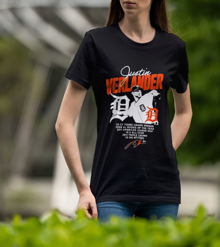 Justin Verlander 35 Detroit Tigers MLB MVP 2006 AL Rookie Cy Young T-Shirt