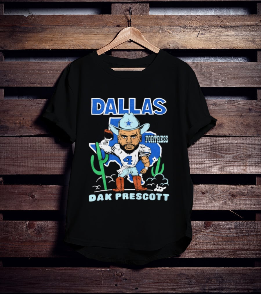 Dallas Cowboys Dak Prescott 4 Player Caricature With Cowboy Hat And Cactus T-Shirt
