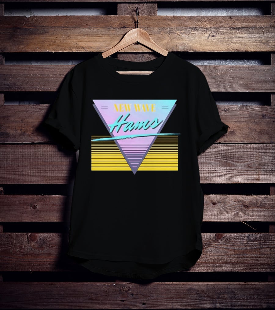 New Wave Hams Retro 80s Aesthetic Triangle Stripes T-Shirt