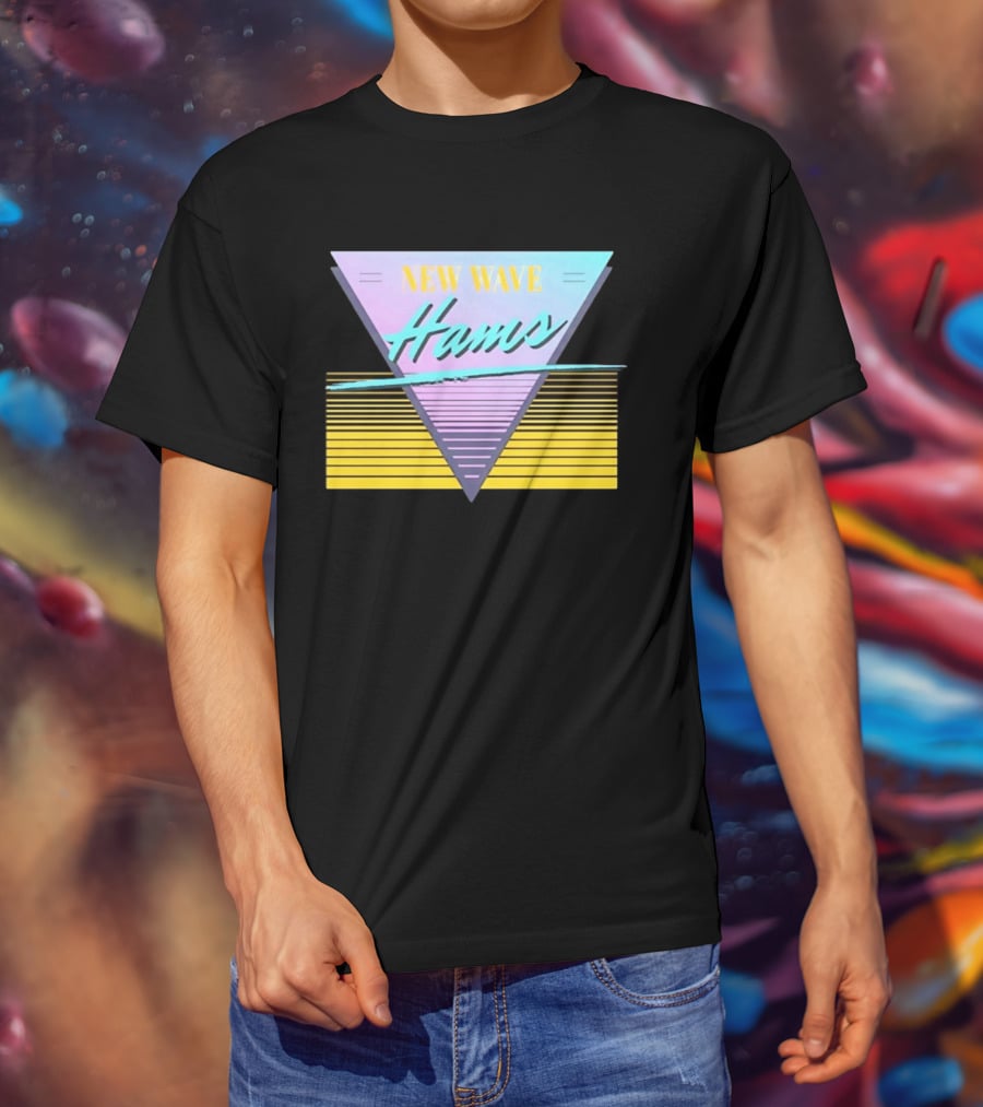 New Wave Hams Retro 80s Aesthetic Triangle Stripes T-Shirt