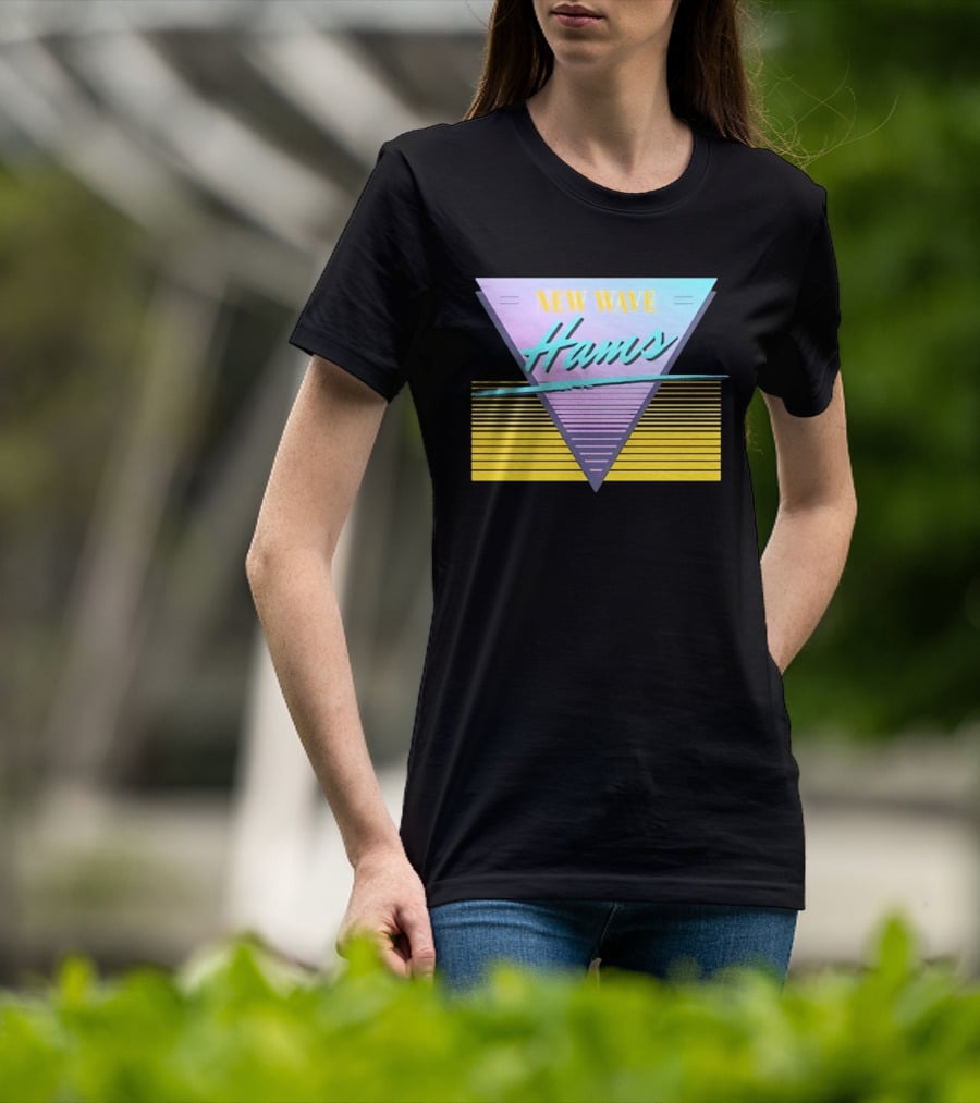 New Wave Hams Retro 80s Aesthetic Triangle Stripes T-Shirt