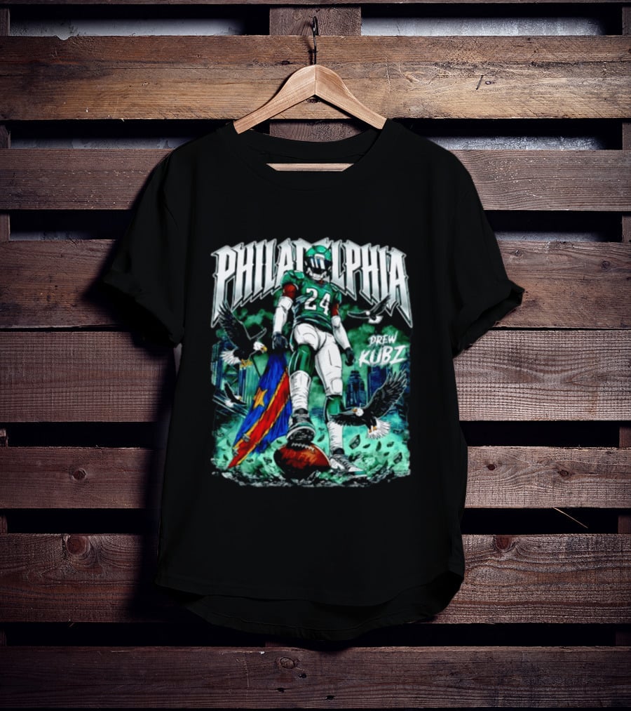 Philadelphia Eagles 24 Drew Kubz No Fly Zone Football Eagles Skyline T-Shirt