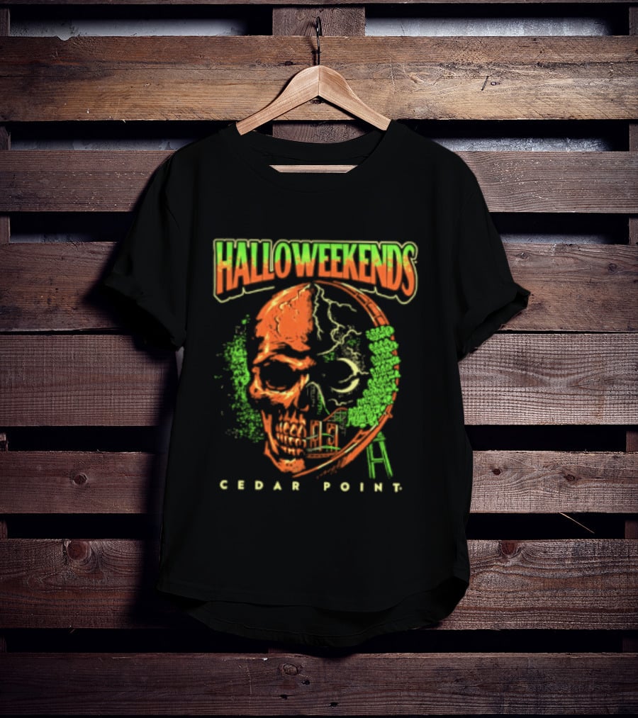 Halloweekends Cedar Point Skull Ride Neon Halloween T-Shirt