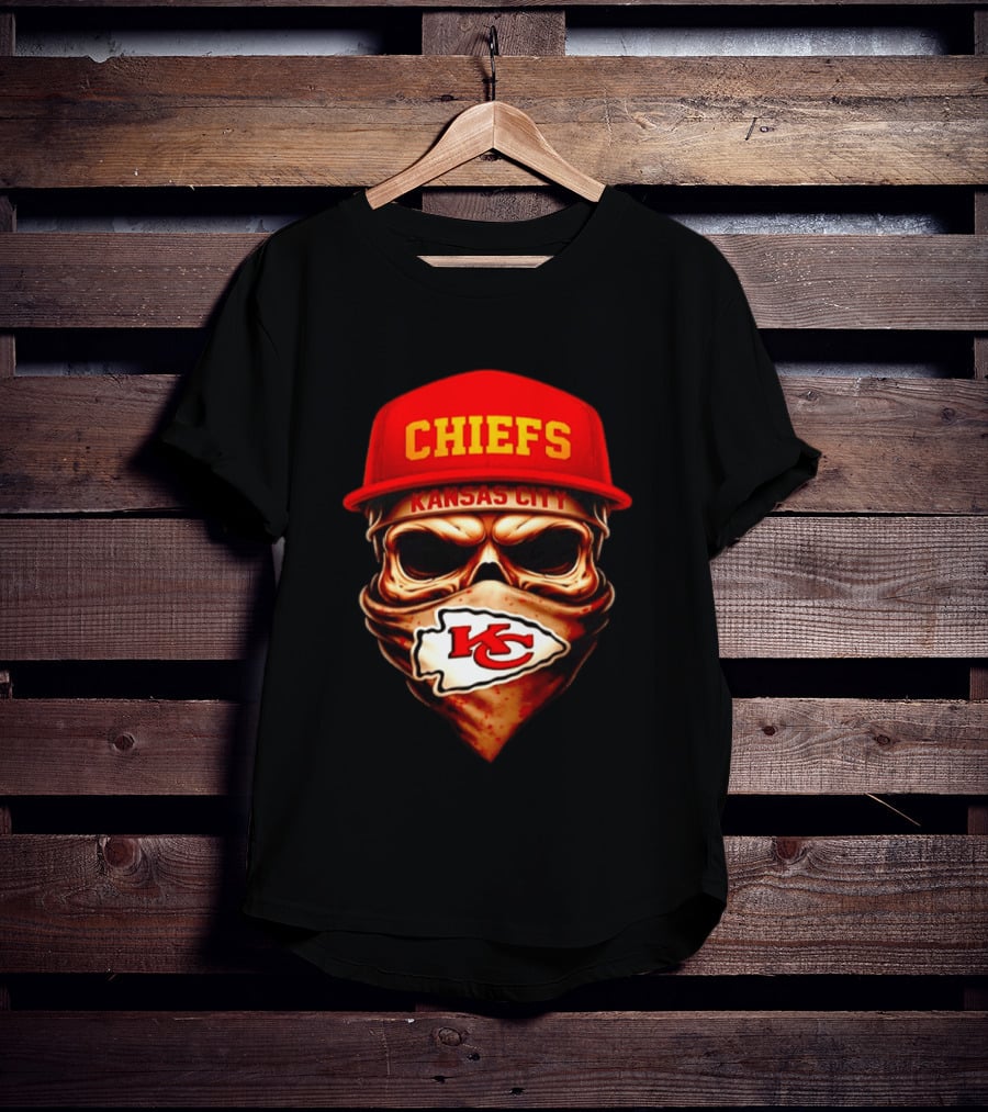 Kansas City Chiefs Skull Bandana KC T-Shirt