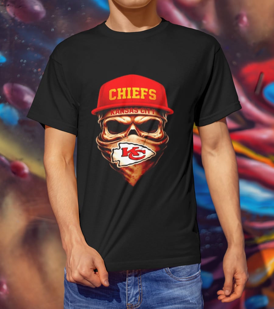 Kansas City Chiefs Skull Bandana KC T-Shirt