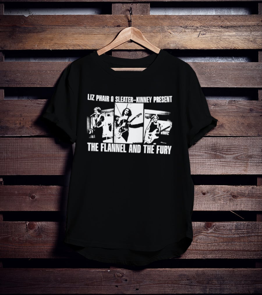 Liz Phair & Sleater Kinney Present The Flannel And The Fury Two Sided Music Collaboration T-Shirt