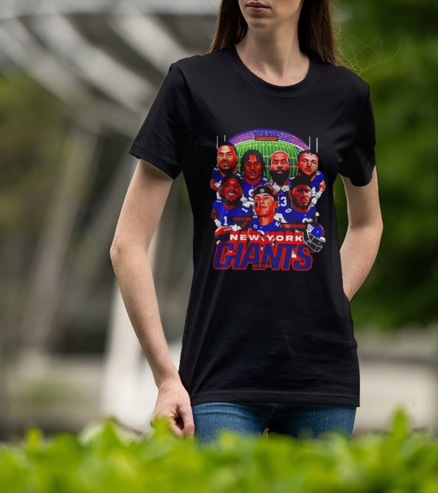 New York Giants Football Players Caricature Stadium T-Shirt