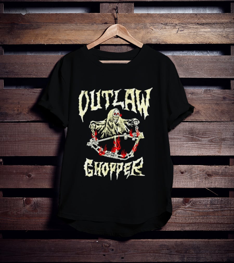 Outlaw Chopper Grim Reaper Smoking Skeleton T-Shirt