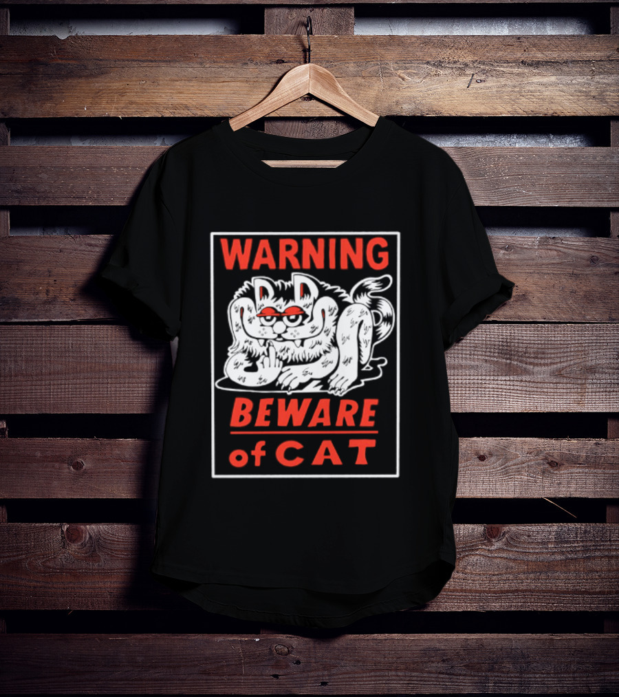 Warning Beware Of Cat Halloween Creepy Eyes T-Shirt