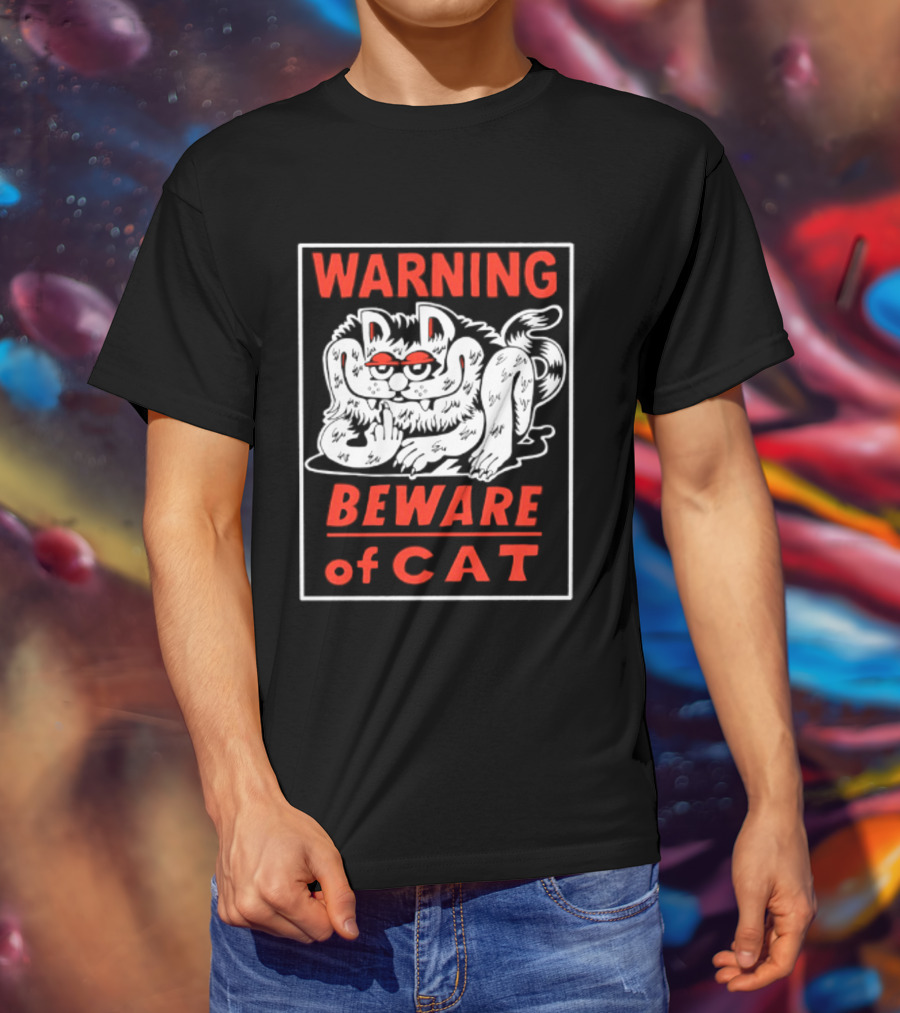 Warning Beware Of Cat Halloween Creepy Eyes T-Shirt