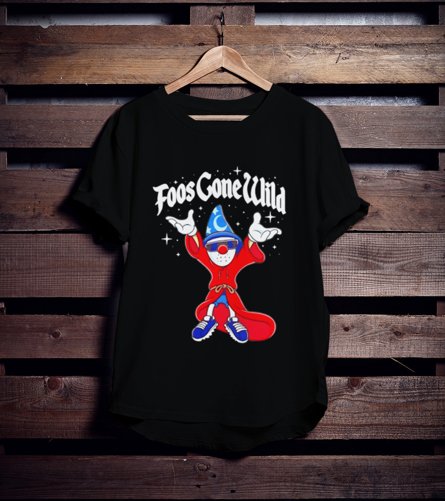 Foos Gone Wild Wizard Streetwear Cartoon Character With Blue Hat And Sunglasses T-Shirt