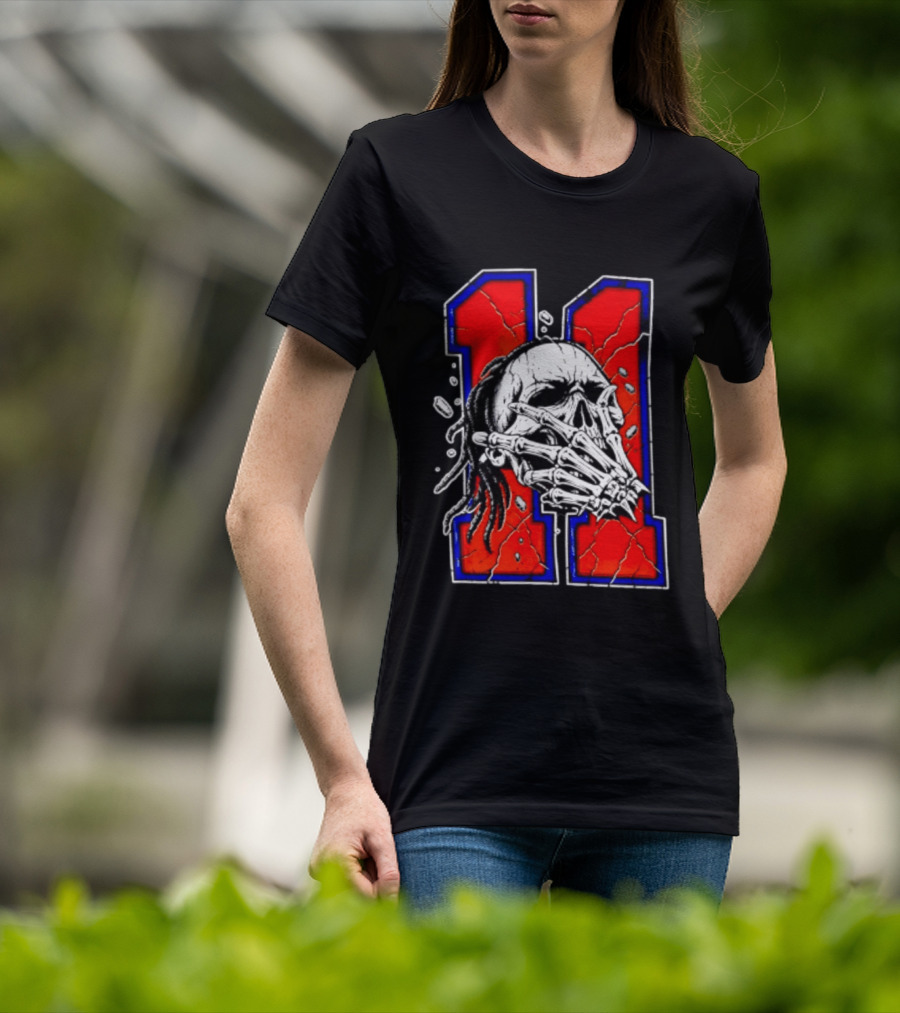 New York Knicks Jalen Brunson Captain Clutch Skull Number 11 T-Shirt