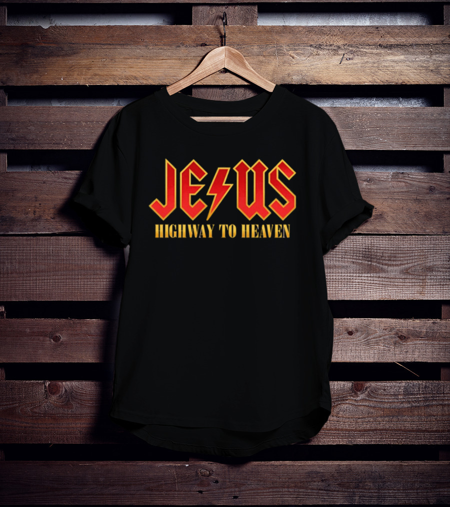 Jesus Highway To Heaven Lightning Bolt T-Shirt