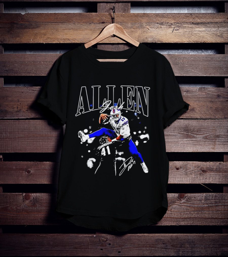 Allen Buffalo Air Jump Sketch Football T-Shirt
