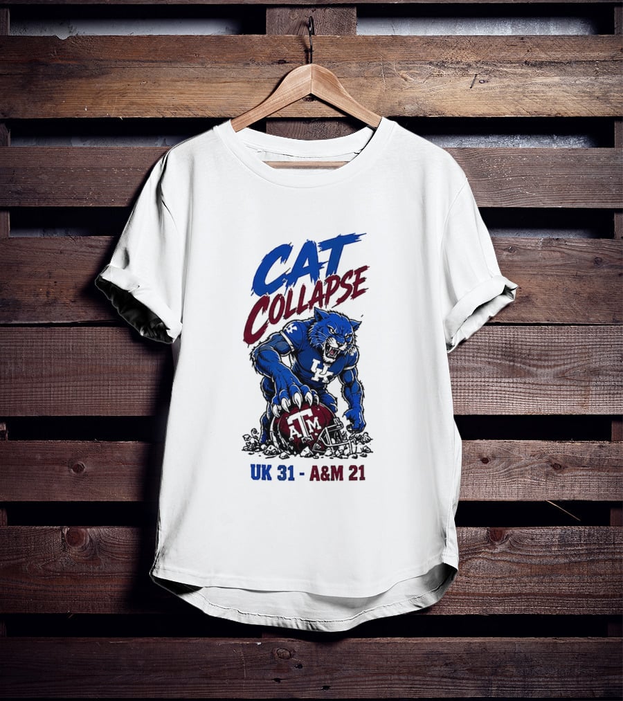 NCAA 2026 Matchup Kentucky Wildcats Vs Texas A&M Aggies Cat Collapse UK 31 A&M 21 T-Shirt