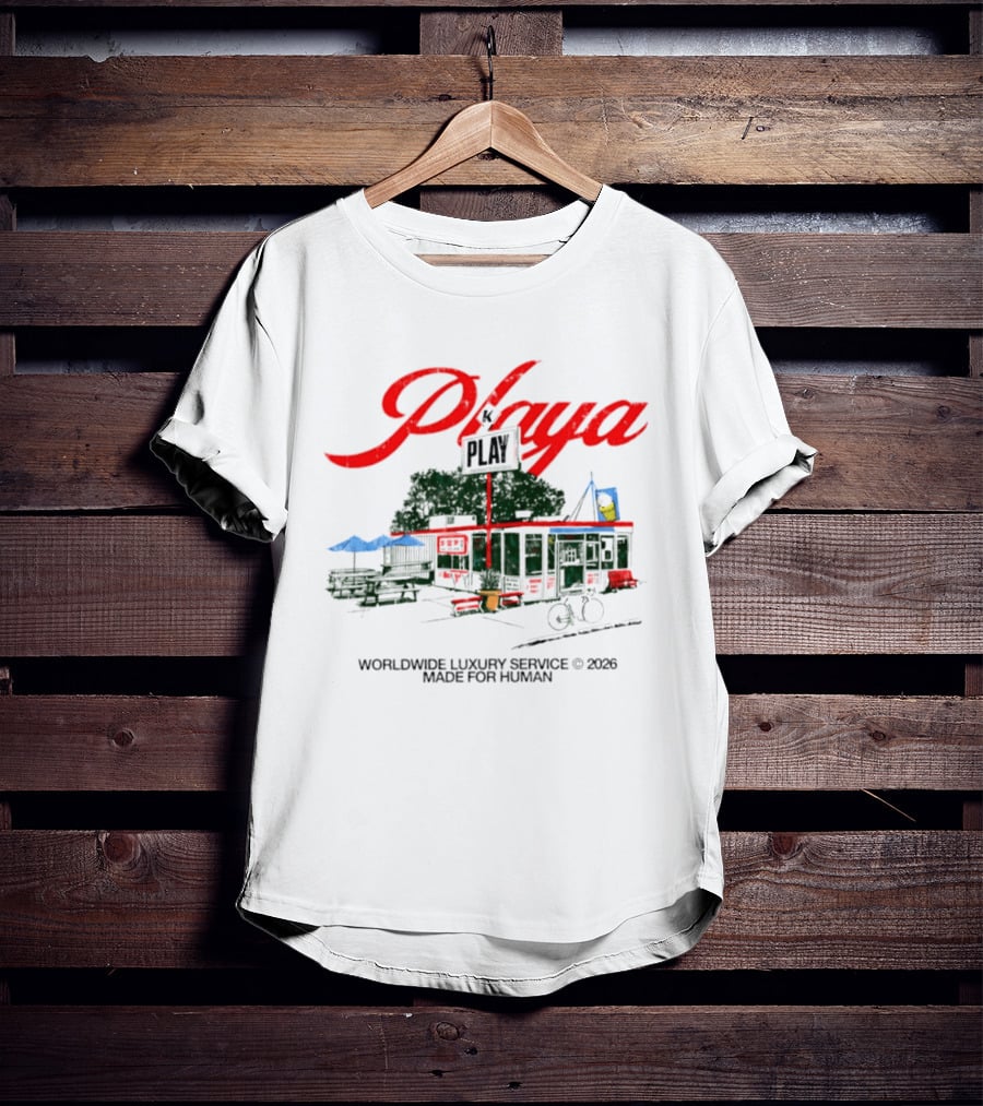 Playa K Play Worldwide Luxury Service 2026 Made For Human Bicycle Outdoor Scene T-Shirt