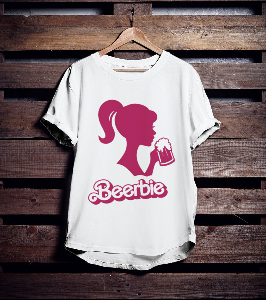 Beerbie Pink Beer Barbie Icon With Beer T-Shirt