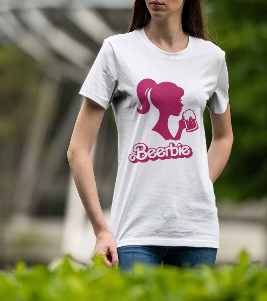 Beerbie Pink Beer Barbie Icon With Beer T-Shirt
