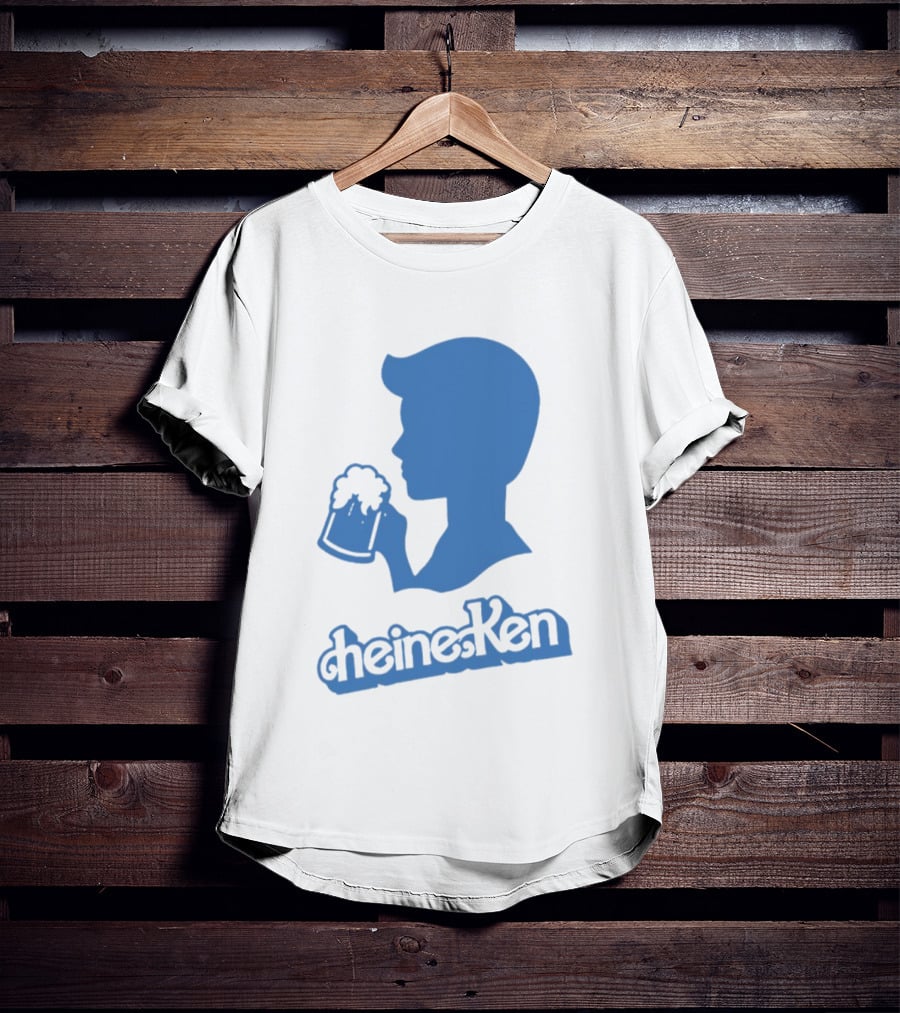 Ken Blue Beer Silhouette Heineken Play On Words T-Shirt